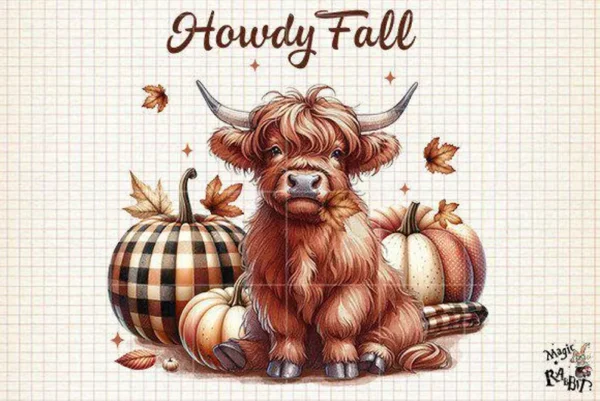 Howdy Fall PNG | Heifer Pumpkin Sublimation Design