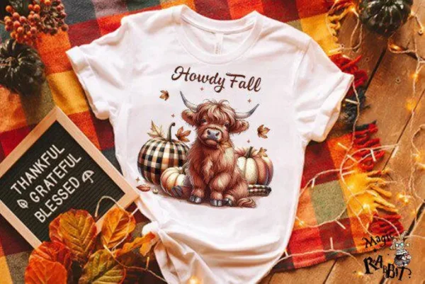 Howdy Fall PNG | Heifer Pumpkin Sublimation Design