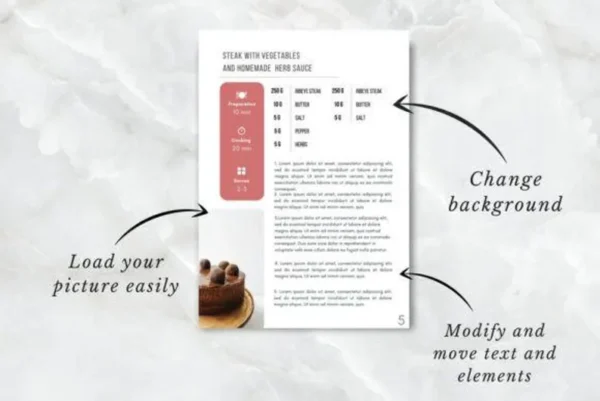 Recipe Ebook Template | Modern & Clean Canva Template Bundle