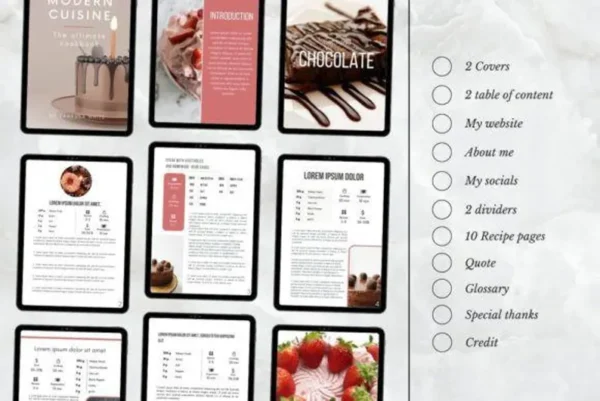 Recipe Ebook Template | Modern & Clean Canva Template Bundle