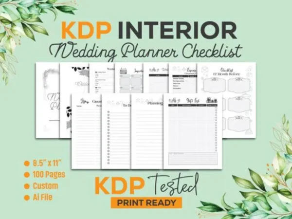 Wedding Planner Checklist KDP Interior | 17-Page Comprehensive Planning Tool | Ready to Upload on Amazon KDP