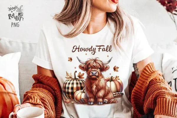 Howdy Fall PNG | Heifer Pumpkin Sublimation Design