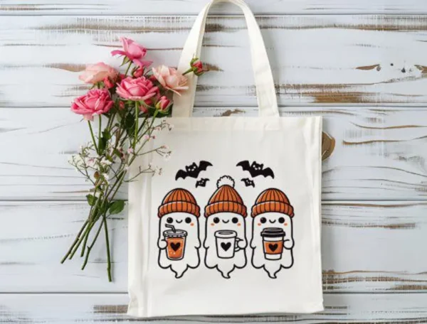 Cute Coffee Ghosts PNG, Halloween Ghost Design, Cozy Autumn Ghosts, Spooky Coffee PNG, Halloween Sublimation