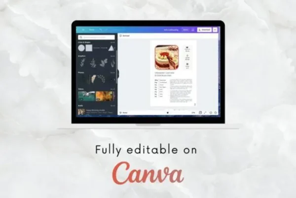 Recipe Ebook Template | Modern & Clean Canva Template Bundle