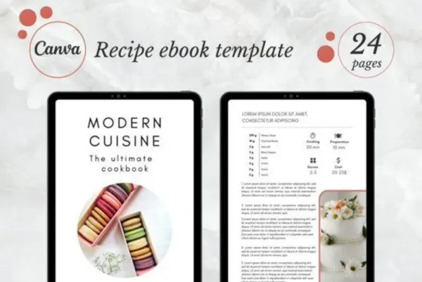 Recipe Ebook Template | Modern & Clean Canva Template Bundle