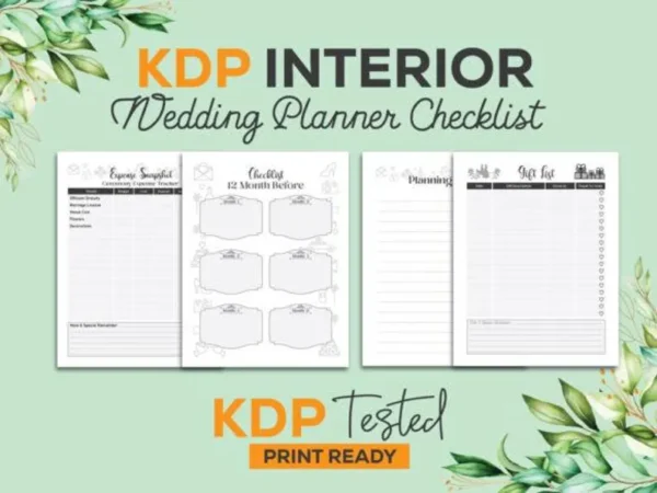 Wedding Planner Checklist KDP Interior | 17-Page Comprehensive Planning Tool | Ready to Upload on Amazon KDP