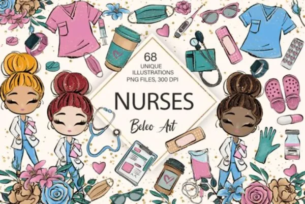 Nurses and Doctors Medical Clipart | High-Resolution Digital Download