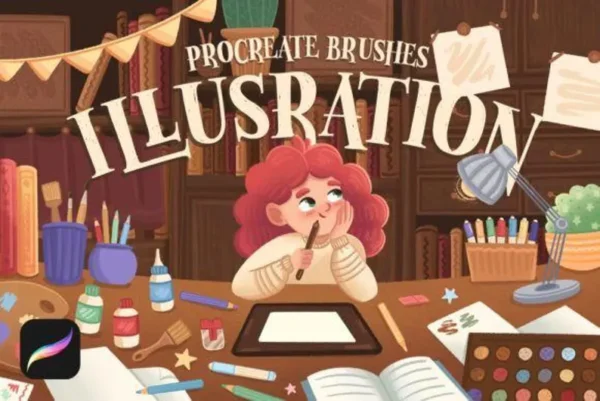 Illustration Brushes 2: Procreate Brushes | 15 Textured Brushes + 5 Color Palettes