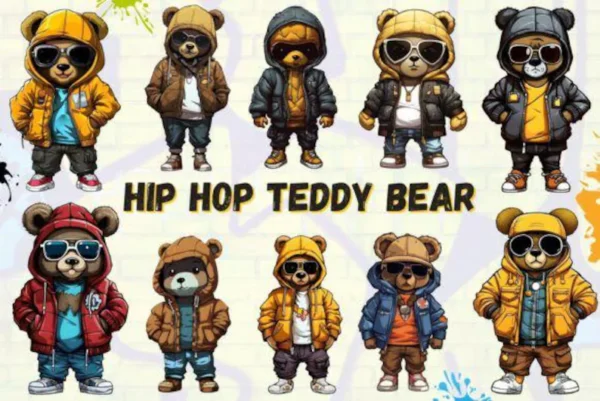 Hip Hop Teddy Bear Illustration for Print-On-Demand (POD)