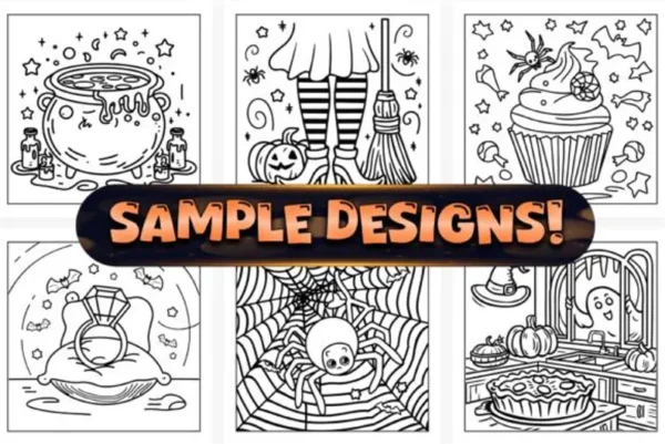 Bold & Easy Halloween Coloring Pages Bundle 100+ Cute Fun KDP Interior Designs
