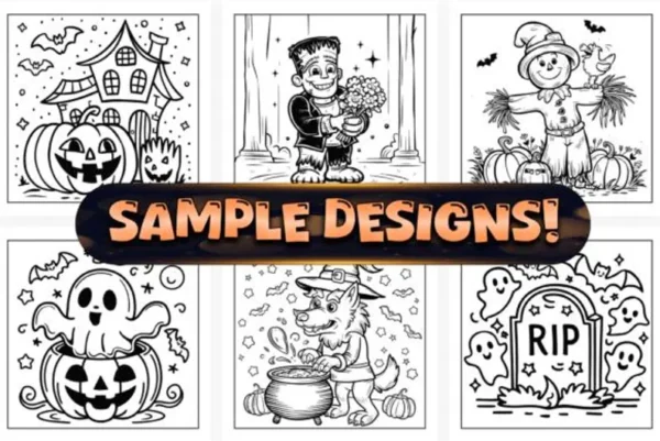 Bold & Easy Halloween Coloring Pages Bundle 100+ Cute Fun KDP Interior Designs