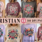 Floral Christian PNG Bundle | Sublimation Design Pack (15 Pieces)